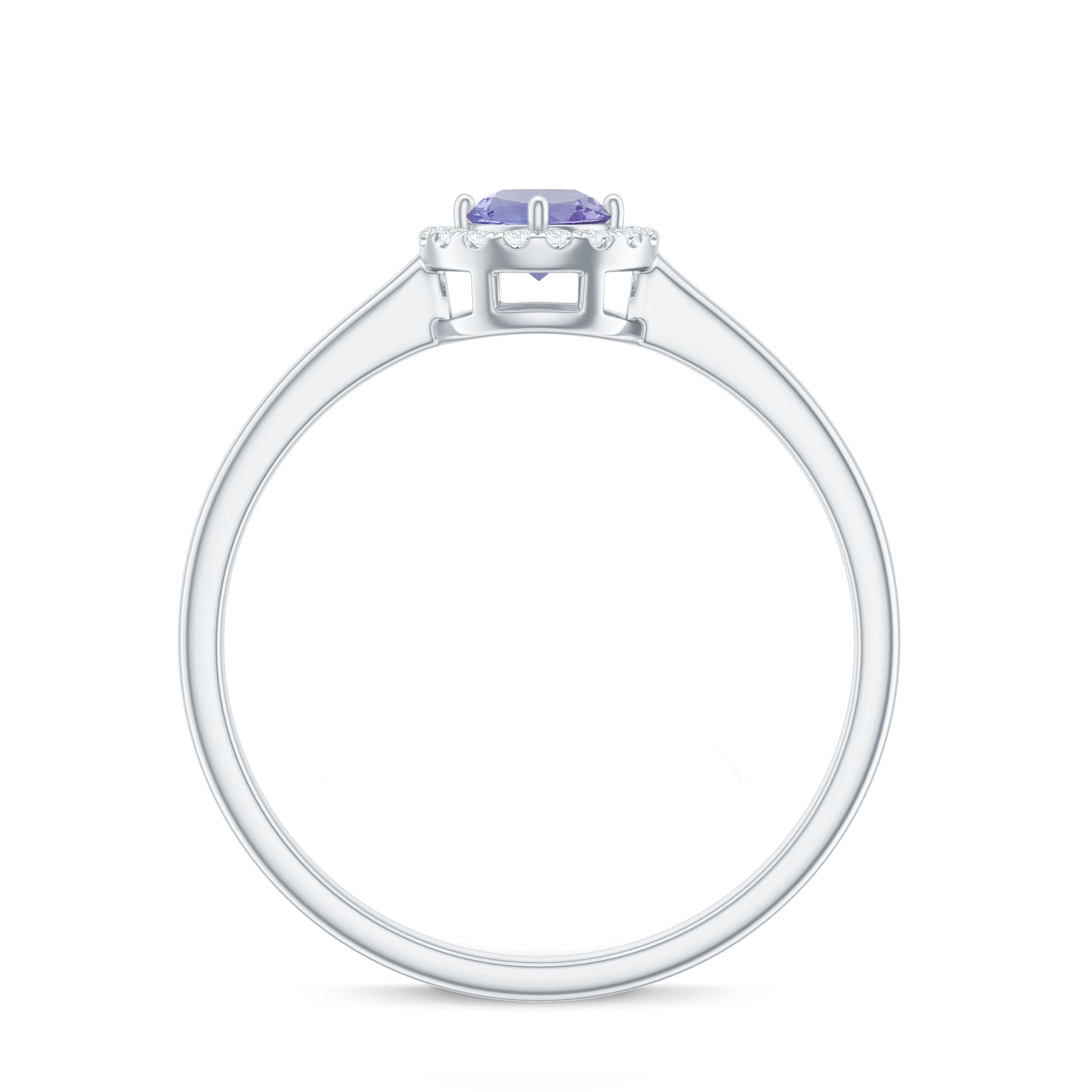 Rosec Jewels-Natural Tanzanite Promise Ring with Diamond Halo