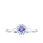 Rosec Jewels-Natural Tanzanite Promise Ring with Diamond Halo