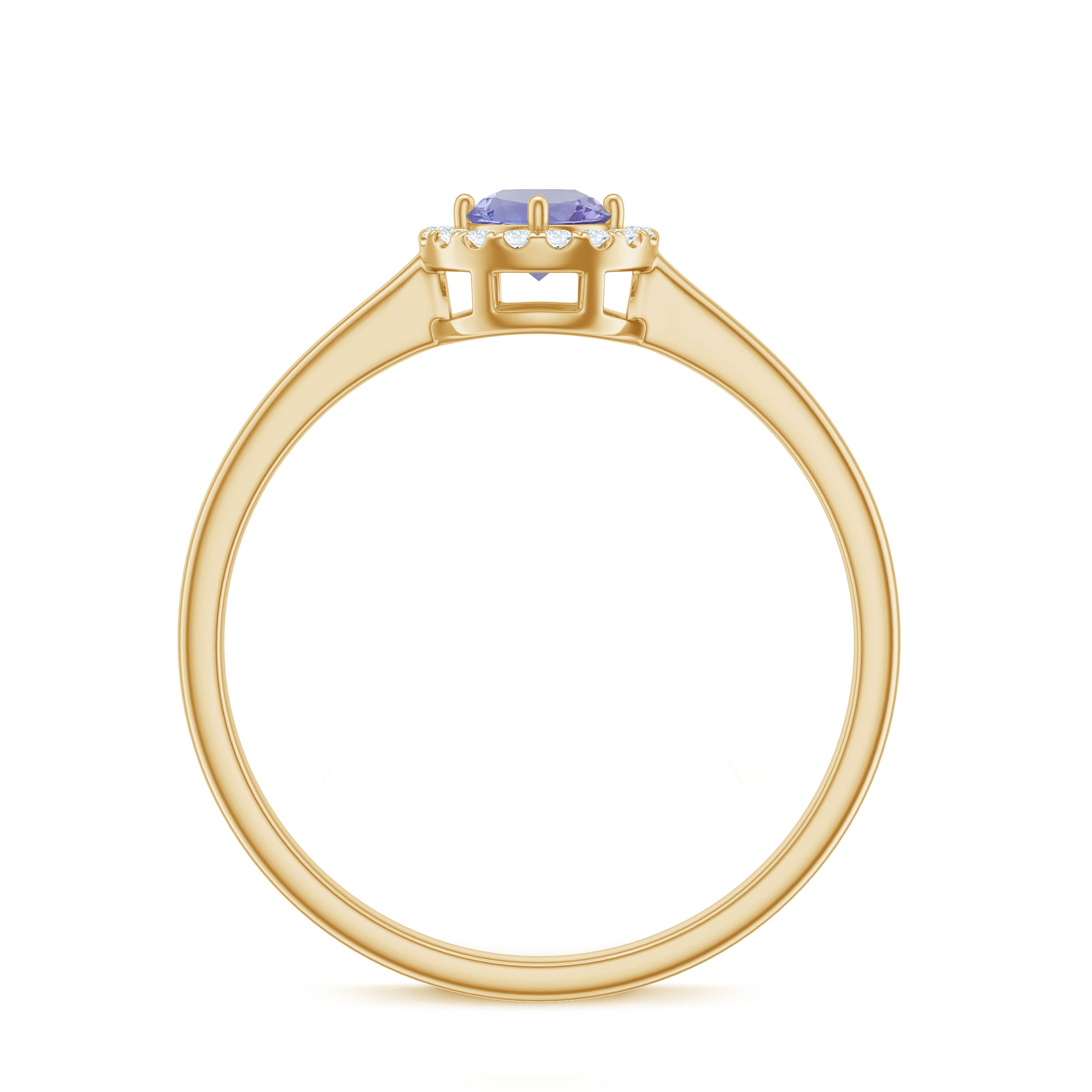 Rosec Jewels-Natural Tanzanite Promise Ring with Diamond Halo