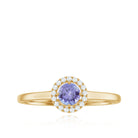 Rosec Jewels-Natural Tanzanite Promise Ring with Diamond Halo