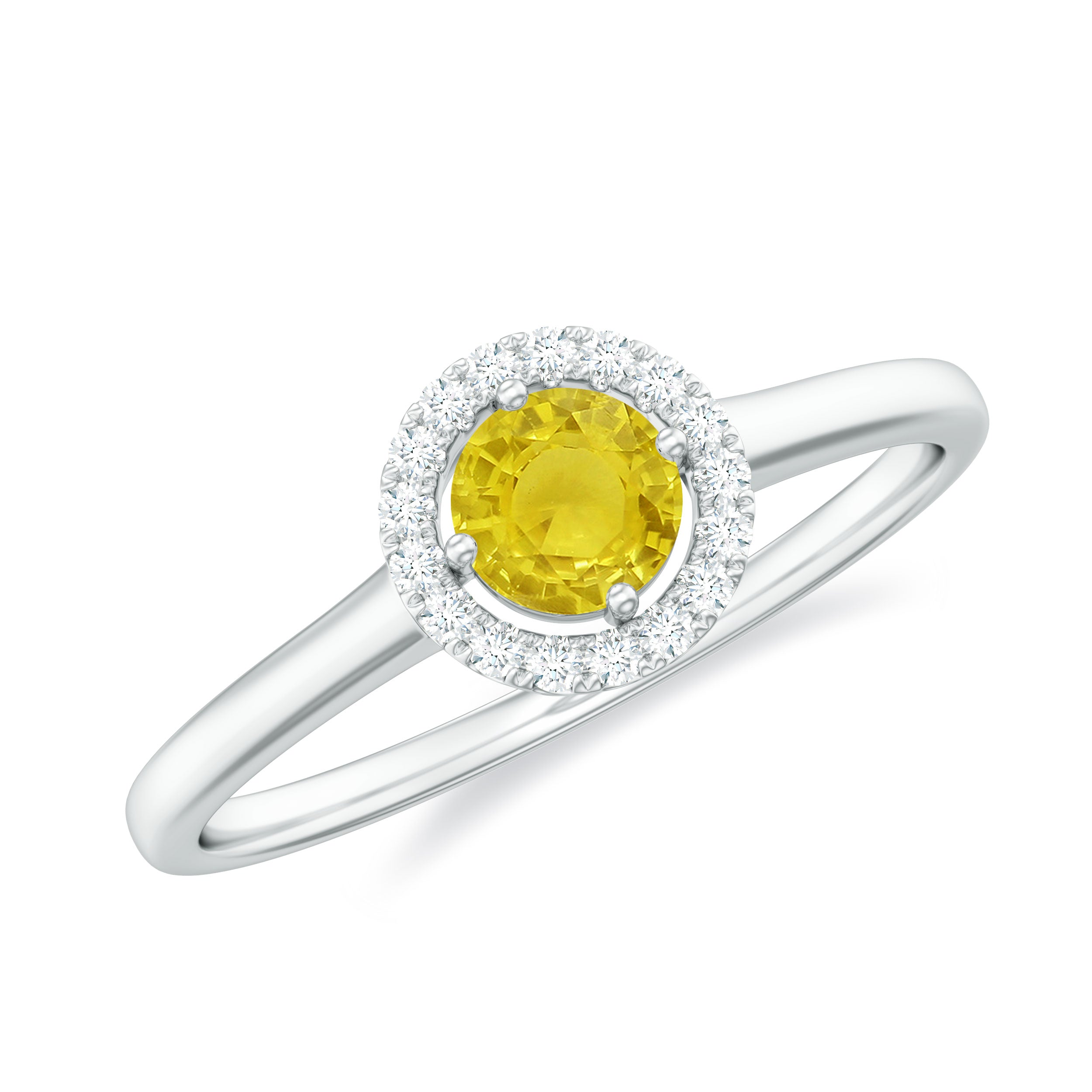 Rosec Jewels-Classic Yellow Sapphire Promise Ring with Diamond Floating Halo