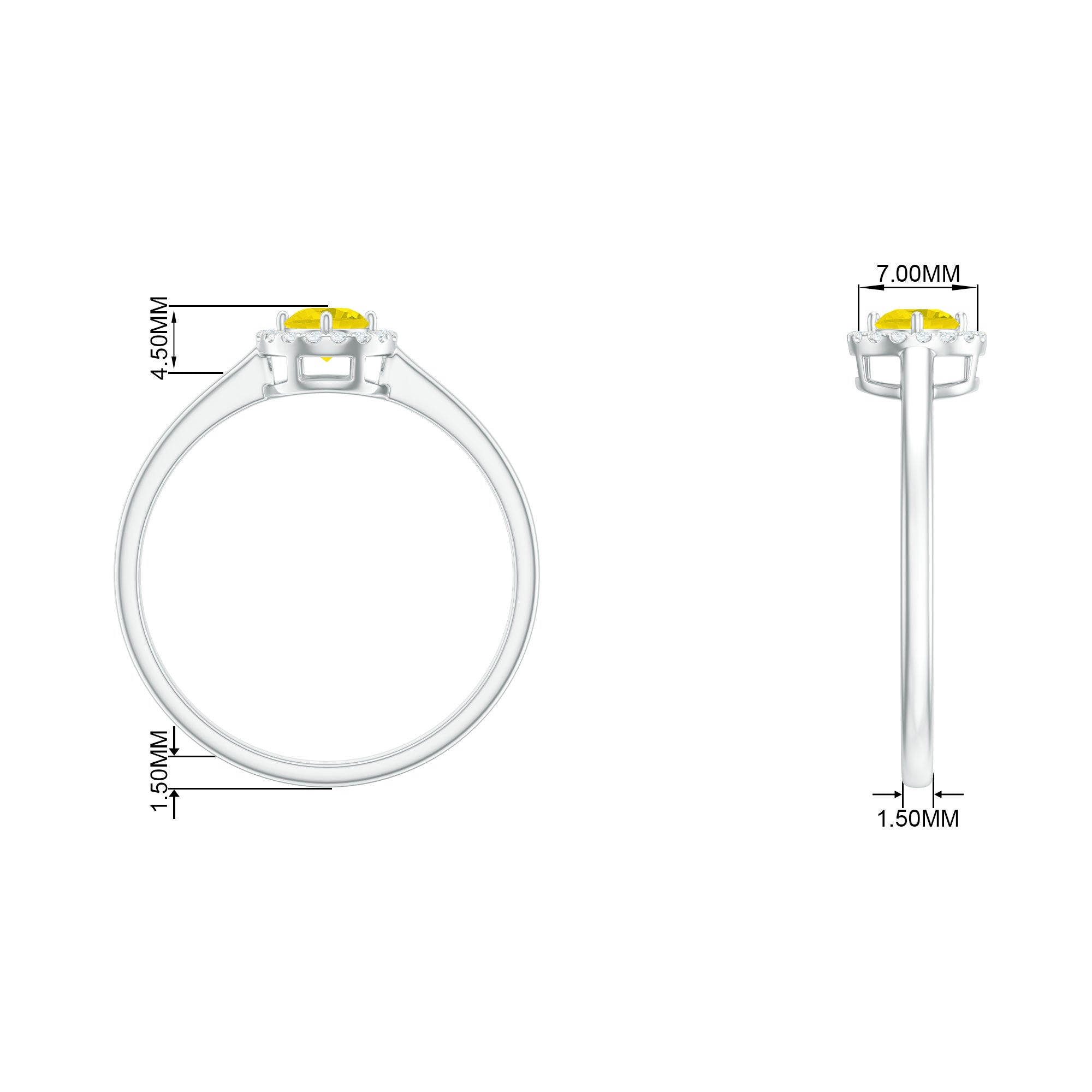 Rosec Jewels-Classic Yellow Sapphire Promise Ring with Diamond Floating Halo