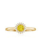 Rosec Jewels-Classic Yellow Sapphire Promise Ring with Diamond Floating Halo