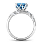 Rosec Jewels-Asscher Cut London Blue Topaz Designer Engagement Ring with Diamond