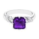 Rosec Jewels-Asscher Cut Amethyst Designer Engagement Ring with Diamond