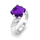 Rosec Jewels-Asscher Cut Amethyst Designer Engagement Ring with Diamond