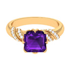 Rosec Jewels-Asscher Cut Amethyst Designer Engagement Ring with Diamond