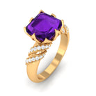 Rosec Jewels-Asscher Cut Amethyst Designer Engagement Ring with Diamond