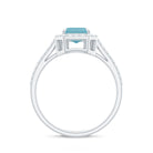 Rosec Jewels-Swiss Blue Topaz Engagement Ring with Diamond Halo