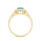 Rosec Jewels-Swiss Blue Topaz Engagement Ring with Diamond Halo