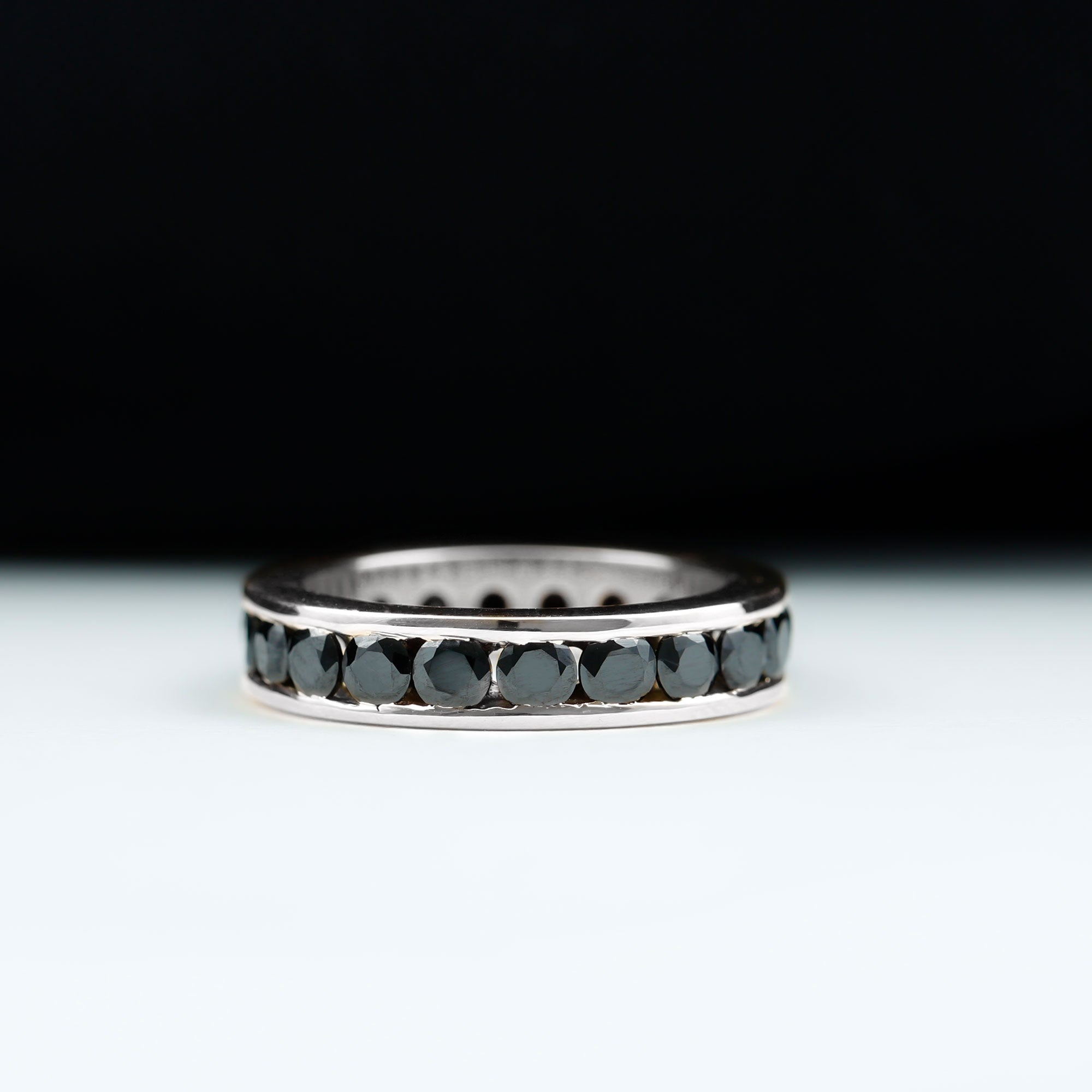 Rosec Jewels-2 CT Black Onyx Full Eternity Band Ring in Channel Setting