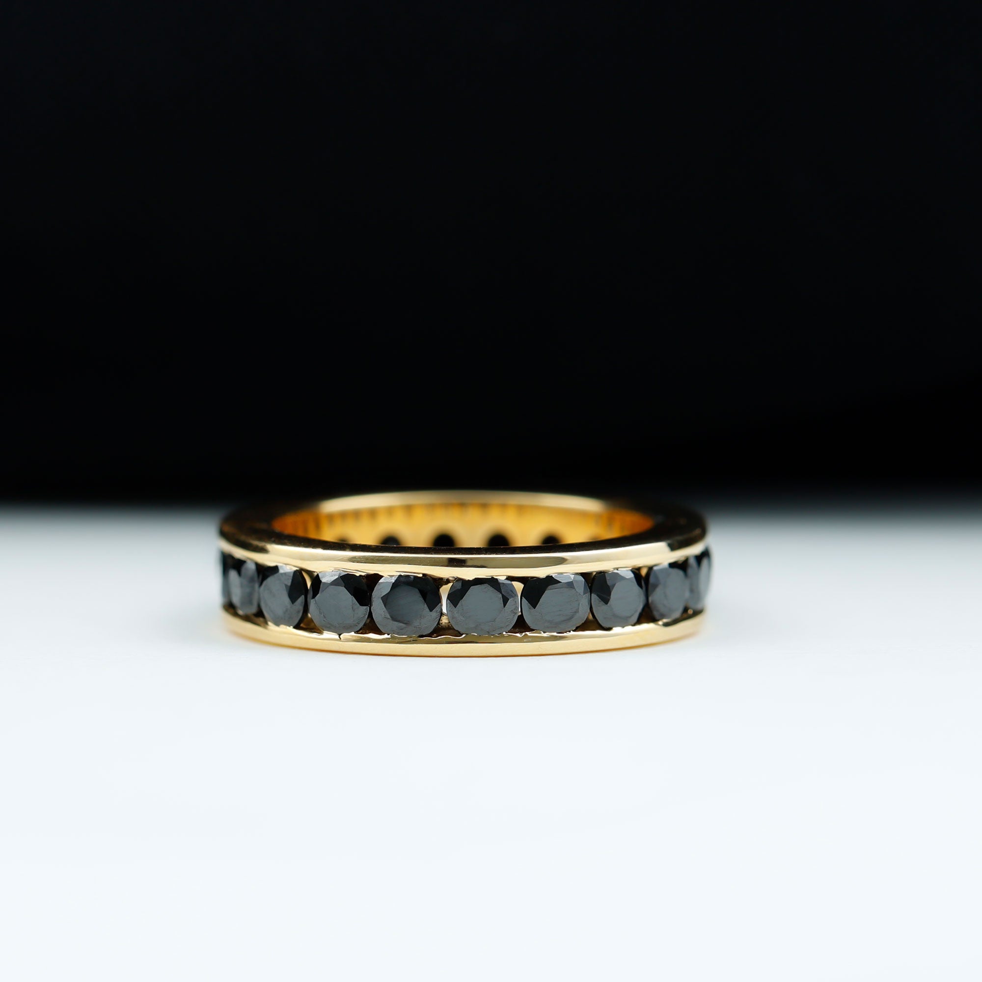 Rosec Jewels-2 CT Black Onyx Full Eternity Band Ring in Channel Setting