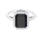 Rosec Jewels-Emerald Cut Lab Created Black Diamond Halo Engagement Ring