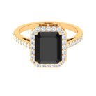 Rosec Jewels-Emerald Cut Lab Created Black Diamond Halo Engagement Ring