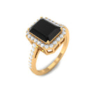 Rosec Jewels-Emerald Cut Lab Created Black Diamond Halo Engagement Ring