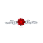 Rosec Jewels-Created Ruby and Diamond Minimal Leaf Branch Ring