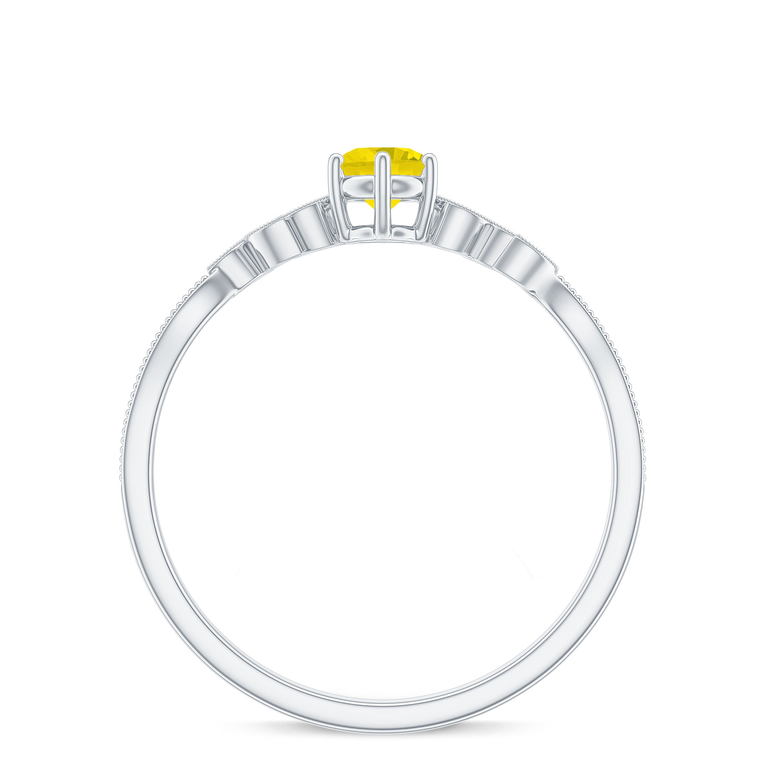 Rosec Jewels-Minimal Yellow Sapphire and Diamond Leaf Promise Ring