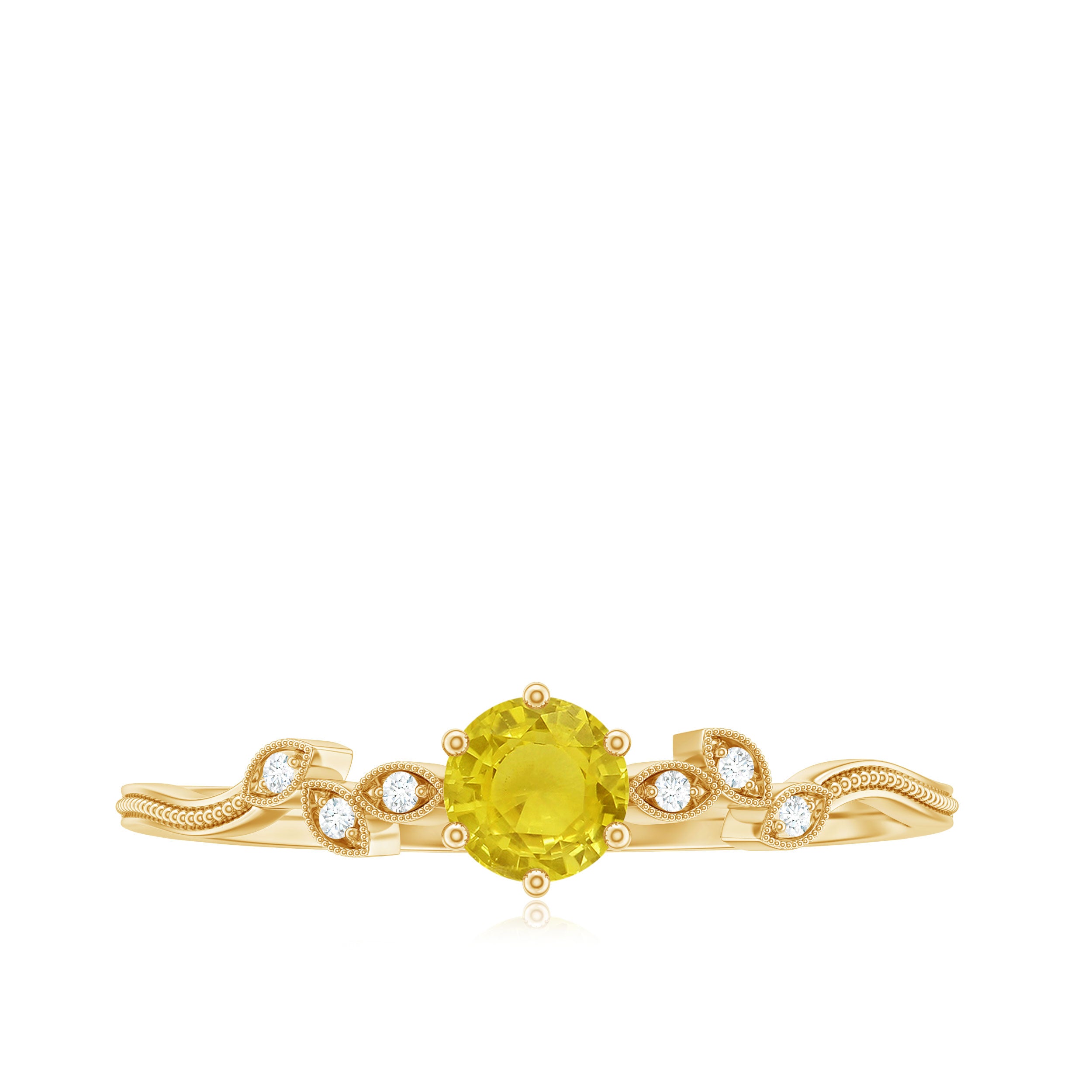 Rosec Jewels-Minimal Yellow Sapphire and Diamond Leaf Promise Ring