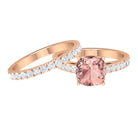 Rosec Jewels-2.75 CT Morganite Solitaire Engagement Ring with Moissanite Eternity Band