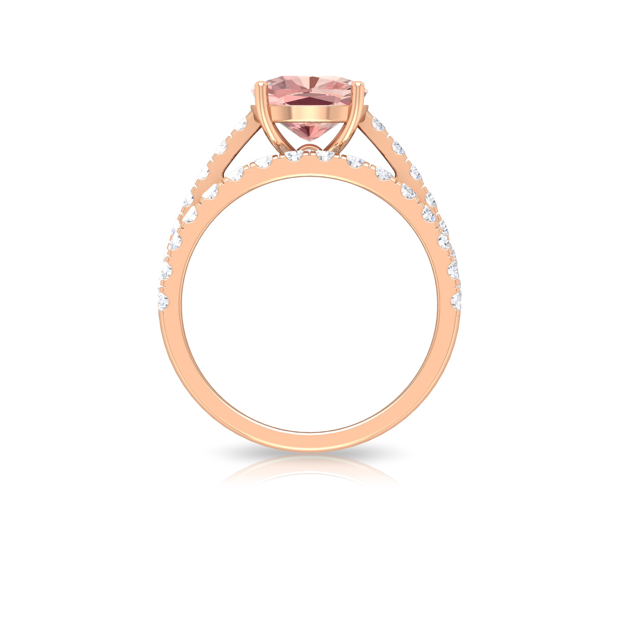 Rosec Jewels-2.75 CT Morganite Solitaire Engagement Ring with Moissanite Eternity Band