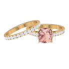 Rosec Jewels-2.75 CT Morganite Solitaire Engagement Ring with Moissanite Eternity Band