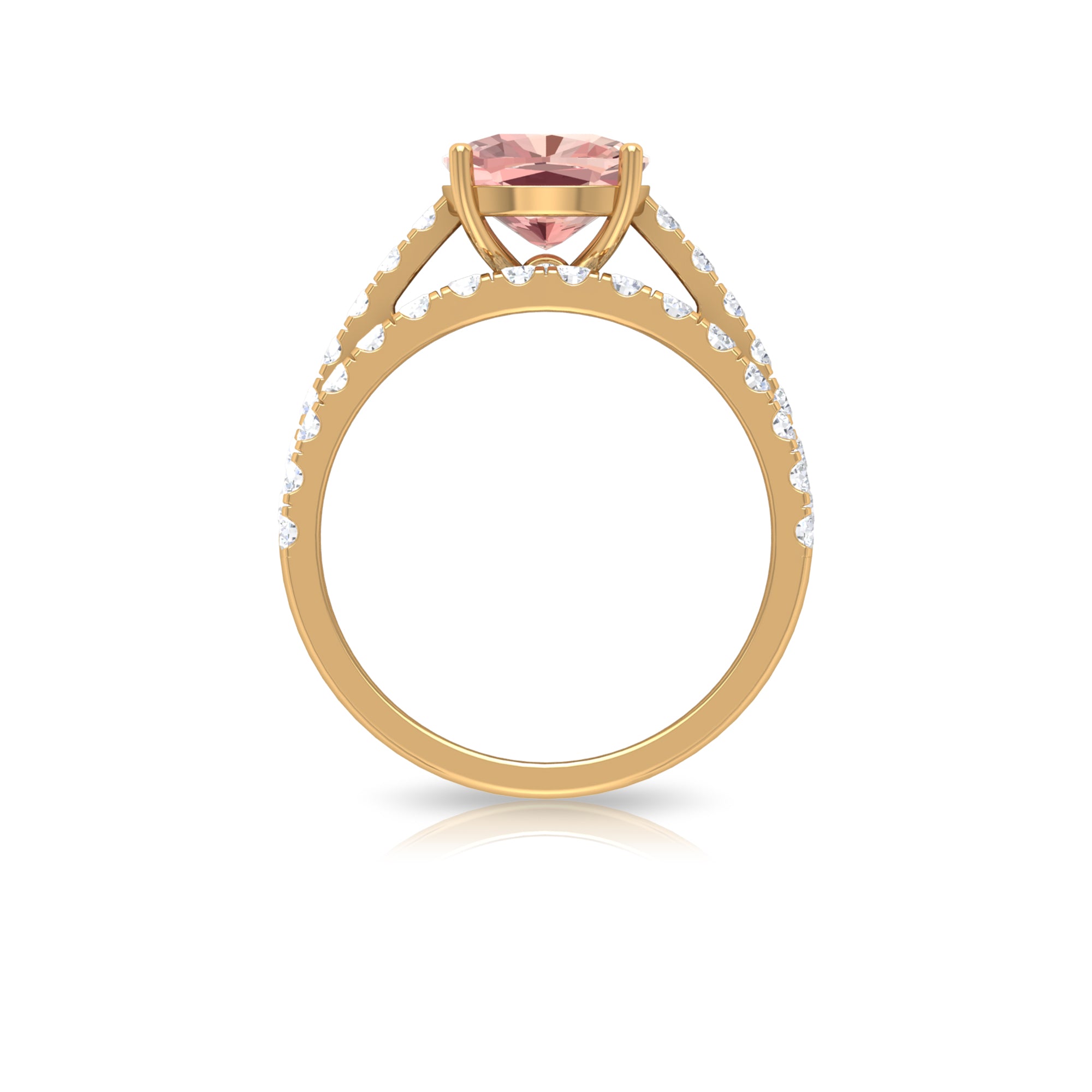 Rosec Jewels-2.75 CT Morganite Solitaire Engagement Ring with Moissanite Eternity Band