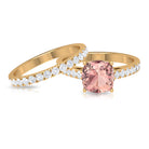 Rosec Jewels-2.75 CT Morganite Solitaire Engagement Ring with Moissanite Eternity Band