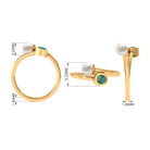 Rosec Jewels-Green Sapphire and Freshwater Pearl 2 Stone Ring in Gold