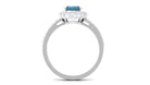 Rosec Jewels-Oval London Blue Topaz Classic Halo Engagement Ring with Moissanite