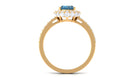 Rosec Jewels-Oval London Blue Topaz Classic Halo Engagement Ring with Moissanite