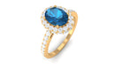 Rosec Jewels-Oval London Blue Topaz Classic Halo Engagement Ring with Moissanite