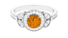 Rosec Jewels-Vintage Inspired Real Citrine Engagement Ring with Diamond