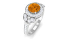 Rosec Jewels-Vintage Inspired Real Citrine Engagement Ring with Diamond