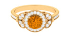 Rosec Jewels-Vintage Inspired Real Citrine Engagement Ring with Diamond