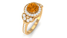 Rosec Jewels-Vintage Inspired Real Citrine Engagement Ring with Diamond