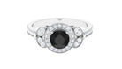 Rosec Jewels-Vintage Inspired Created Black Diamond and Moissanite Engagement Ring