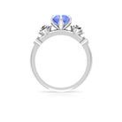 Rosec Jewels-Claw Set Solitaire Tanzanite Flower Ring with Diamond