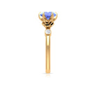 Rosec Jewels-Claw Set Solitaire Tanzanite Flower Ring with Diamond