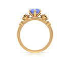 Rosec Jewels-Claw Set Solitaire Tanzanite Flower Ring with Diamond