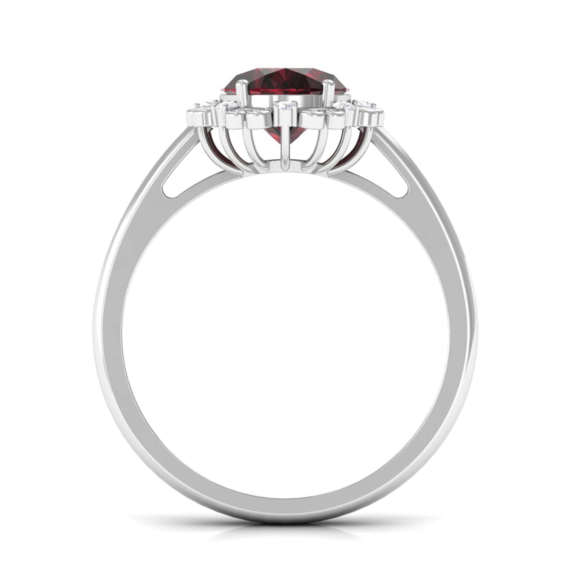 Rosec Jewels-3.75 CT Vintage Inspired Garnet Engagement Ring with Diamond