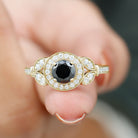 Rosec Jewels-Vintage Inspired Black Onyx and Diamond Engagement Ring