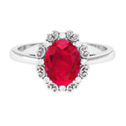 Rosec Jewels-Vintage Inspired Created Ruby Engagement Ring with Diamond