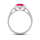 Rosec Jewels-Vintage Inspired Created Ruby Engagement Ring with Diamond