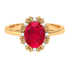 Rosec Jewels-Vintage Inspired Created Ruby Engagement Ring with Diamond