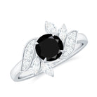 Rosec Jewels-1.75 CT Solitaire Black Onyx Gold Flower Engagement Ring with Moissanite