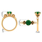 Rosec Jewels-2.5 CT Solitaire Created Emerald Flower Ring with Diamond