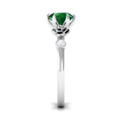 Rosec Jewels-2.5 CT Solitaire Created Emerald Flower Ring with Diamond