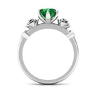 Rosec Jewels-2.5 CT Solitaire Created Emerald Flower Ring with Diamond