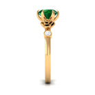 Rosec Jewels-2.5 CT Solitaire Created Emerald Flower Ring with Diamond