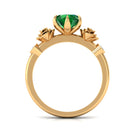 Rosec Jewels-2.5 CT Solitaire Created Emerald Flower Ring with Diamond